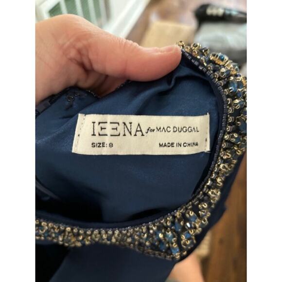 Ieena Duggal 55147 Beaded Jewel Neck A-Line Simple Formal Dress Blue NWT Sz 8 - Picture 6 of 10